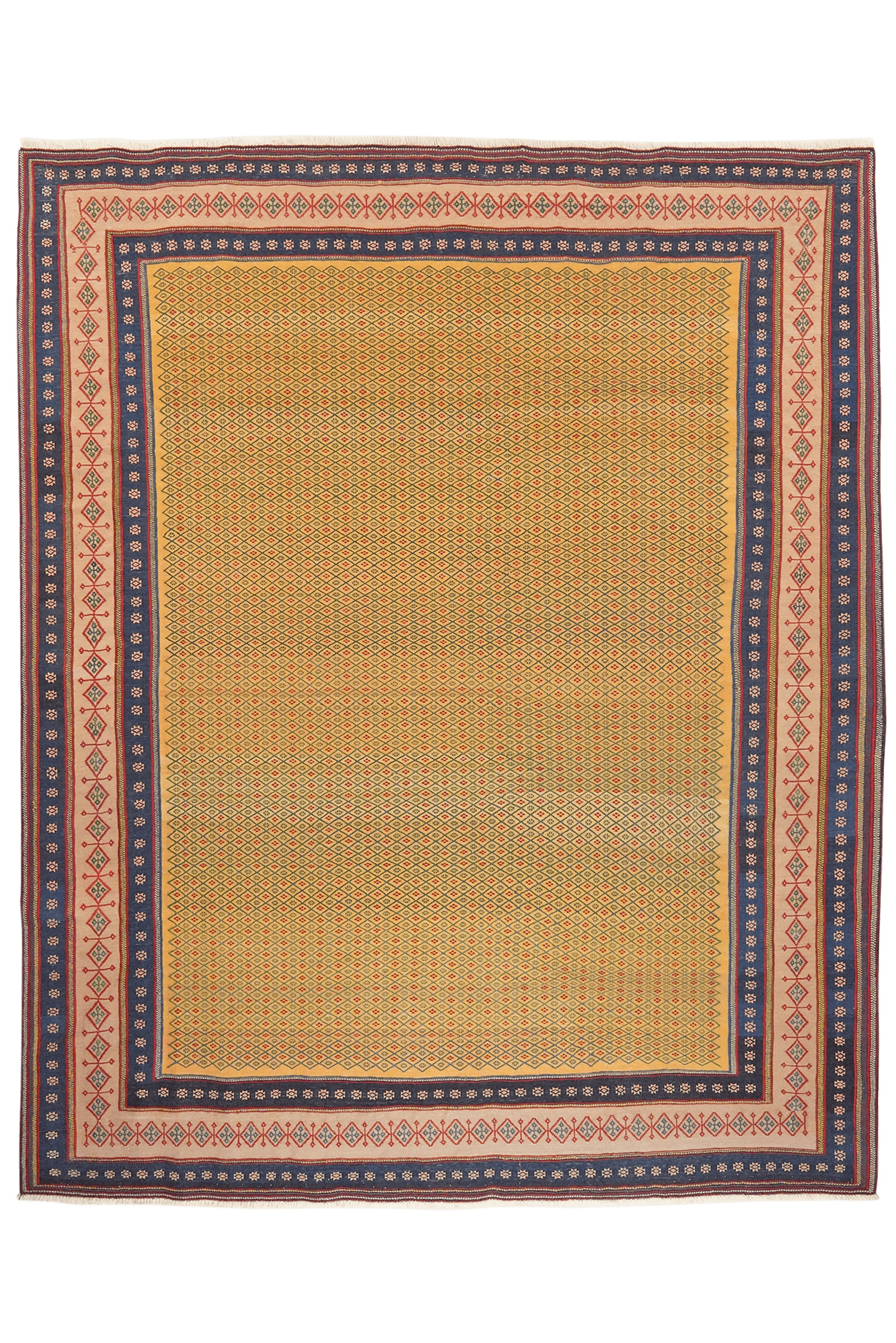 Sumak Afshar — Handmade, 219x265 cm, Yellow, 100% Virgin Wool | Main view