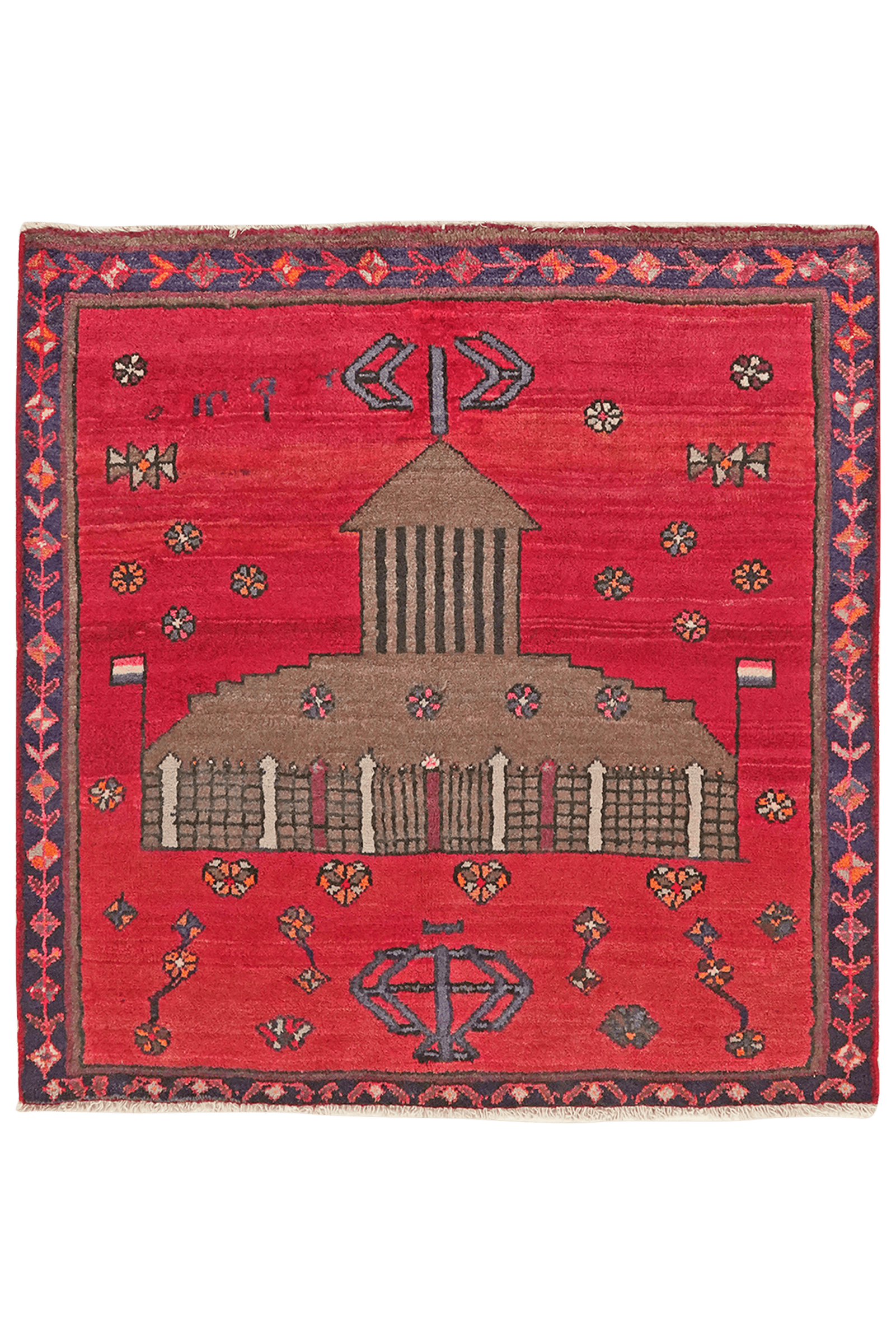 Lori — Hand-knotted, 103x106 cm, Red, 100% Virgin Wool | Main view