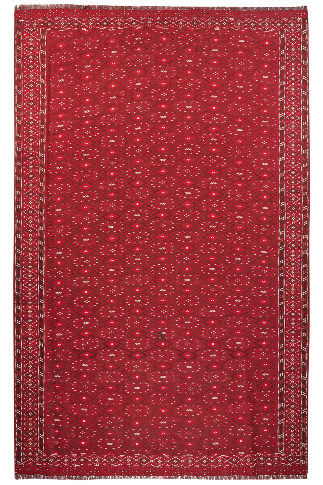 Kelim Turkman — Handmade, 225x355 cm, Red, 100% Virgin Wool | Main view