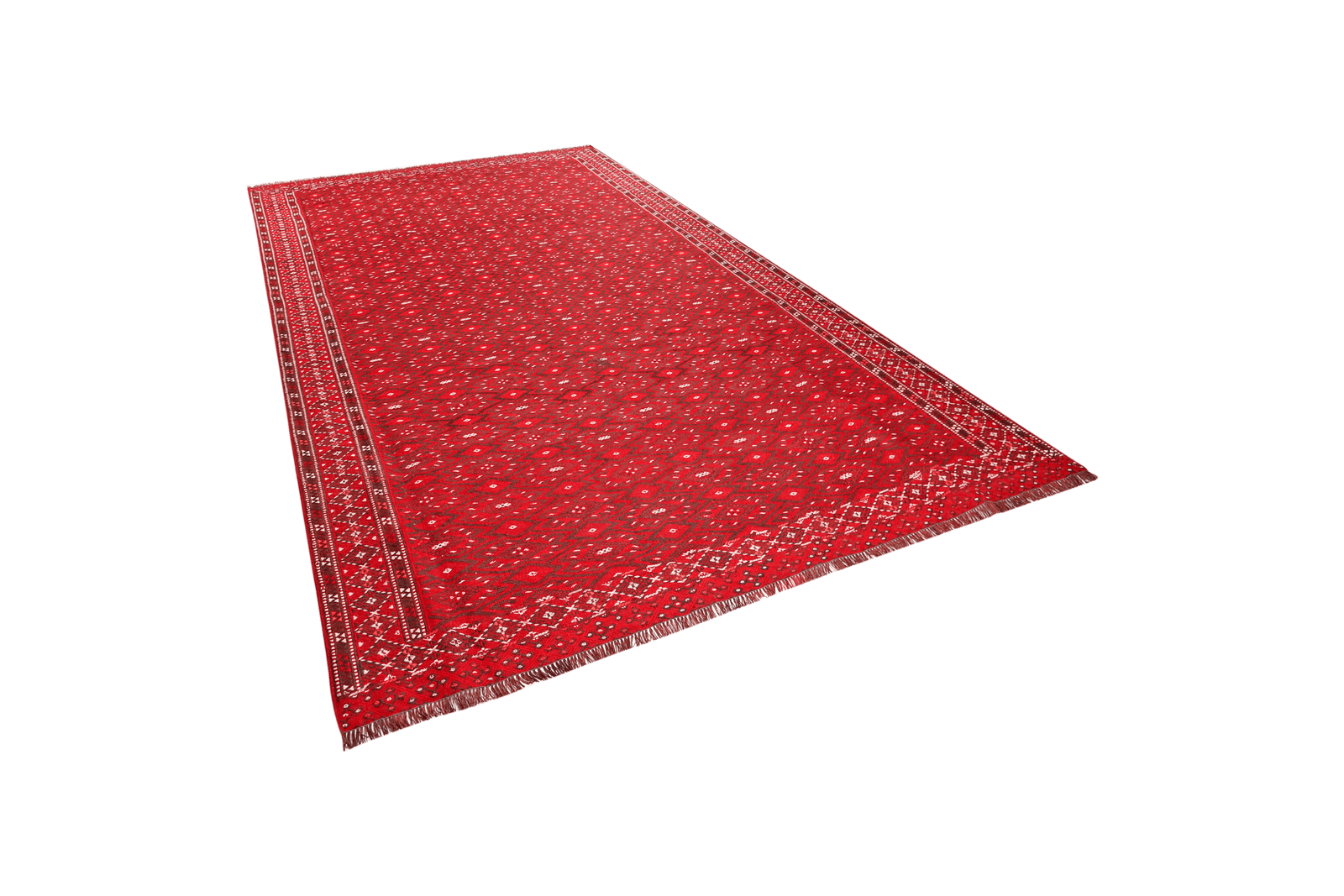 Kelim Turkman — Handmade, 225x355 cm, Red, 100% Virgin Wool | View 5