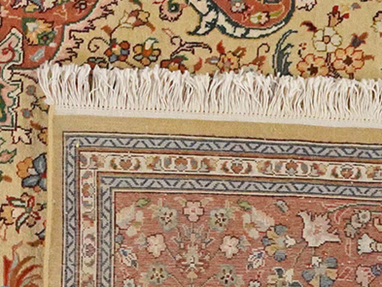 Tabriz Old — Hand-knotted, 199x216 cm, Beige, 100% Virgin Wool | View 6