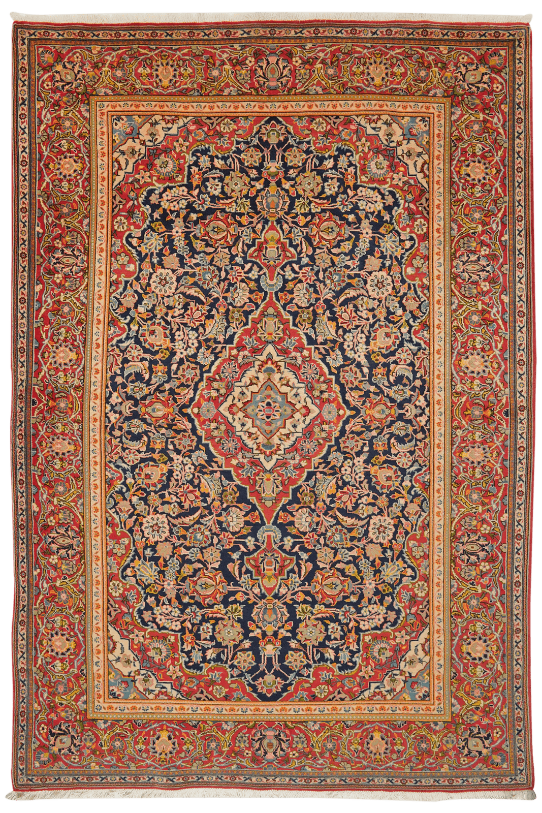 Kashan — Hand-knotted, 148x214 cm, Blue, 100% Virgin Wool | Main view