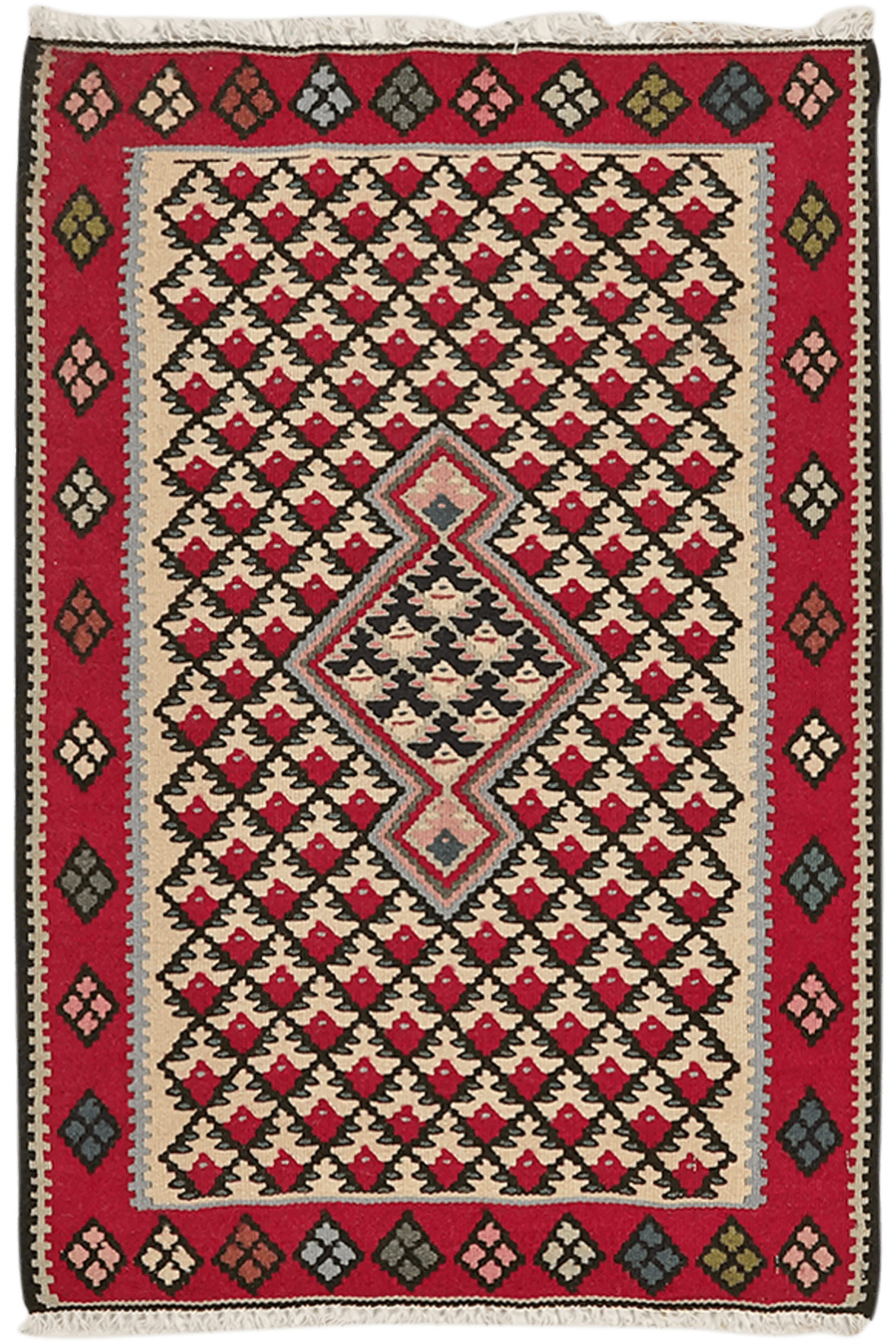 Kelim Senneh — Handmade, 57x85 cm, Beige, 100% Virgin Wool | Main view