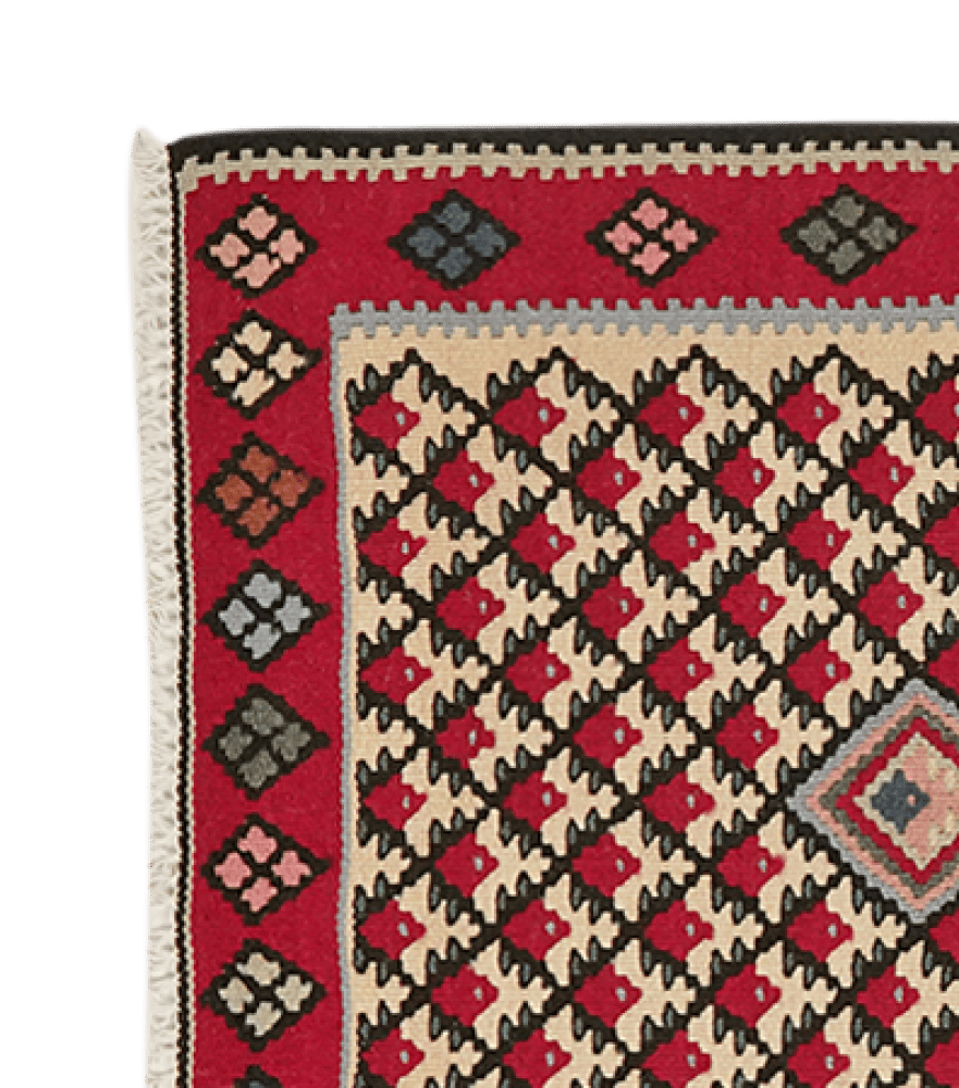 Kelim Senneh — Handmade, 57x85 cm, Beige, 100% Virgin Wool | View 3