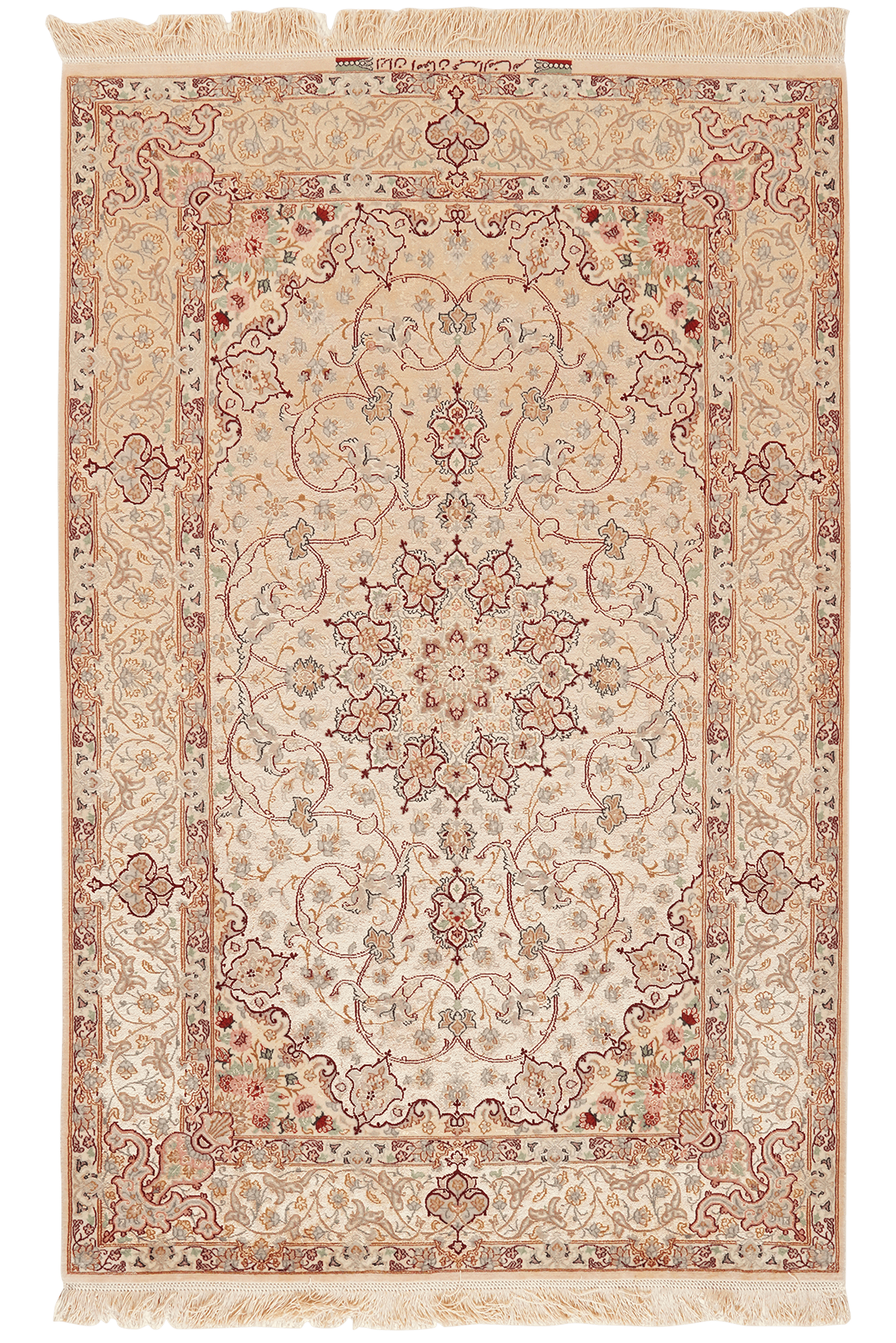 Isfahan — Hand-knotted, 107x167 cm, Beige, 90% Seide, 10% Schurwolle | Main view