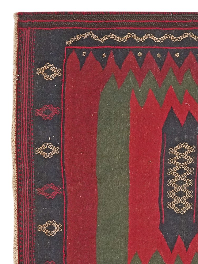 Kelim Afshar — Handmade, 140x130 cm, Red, 100% Virgin Wool | View 3
