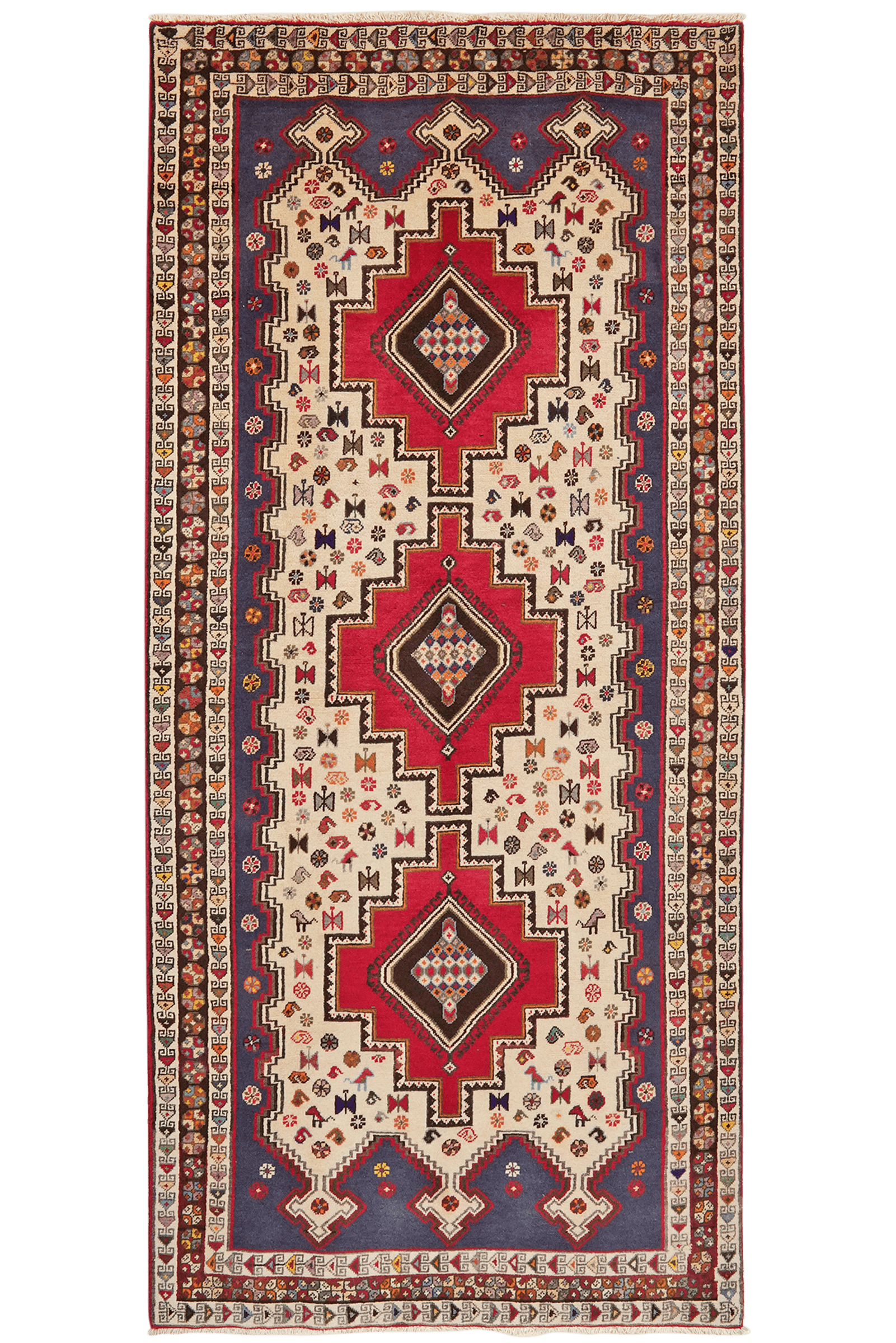 Afshar — Hand-knotted, 105x232 cm, Beige, 100% Virgin Wool | Main view