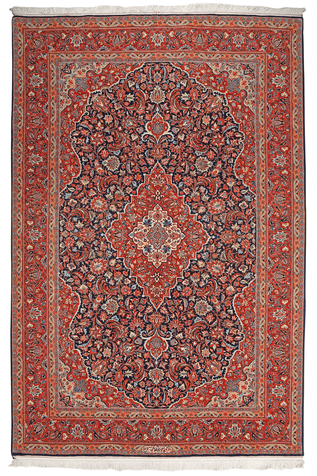 Ghazvin — Hand-knotted, 198x295 cm, Blue, 100% Virgin Wool | Main view