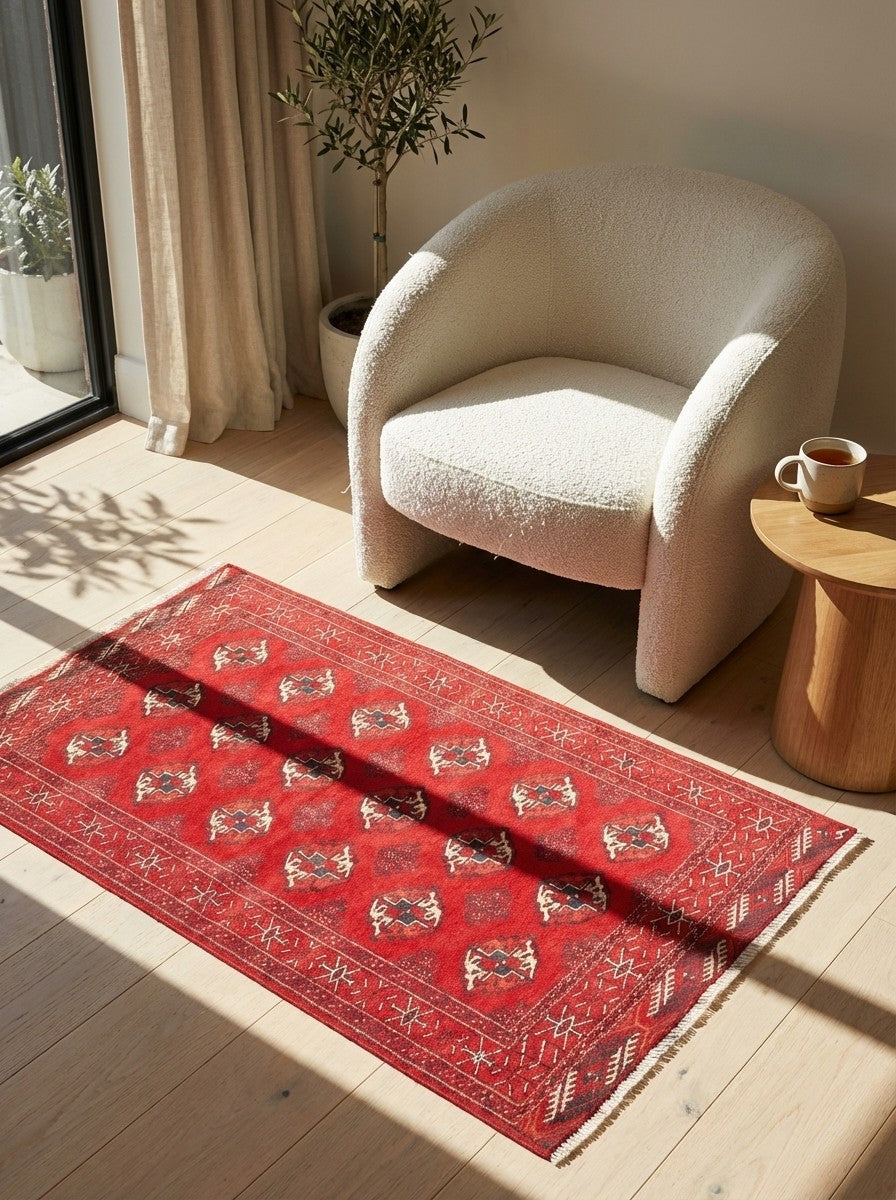 Turkman — Hand-knotted, 115x148 cm, Red, 100% Virgin Wool | Detail view