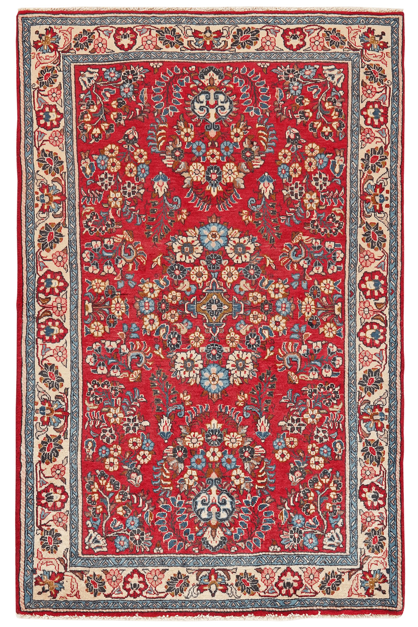Sarough — Hand-knotted, 107x168 cm, Red, 100% Virgin Wool | Main view