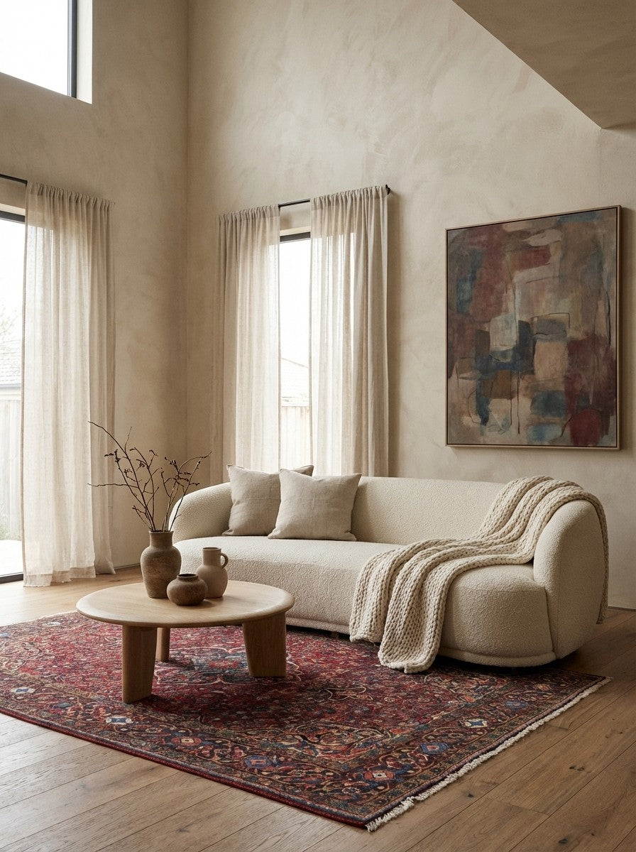 Bourtchalou — Hand-knotted, 145x203 cm, Red, 100% Virgin Wool | Detail view
