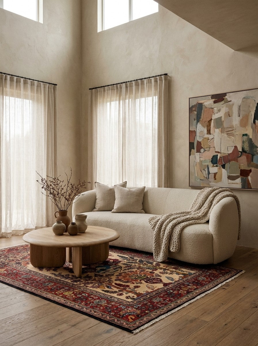 Kashan — Hand-knotted, 133x199 cm, Brown, 100% Virgin Wool | Detail view
