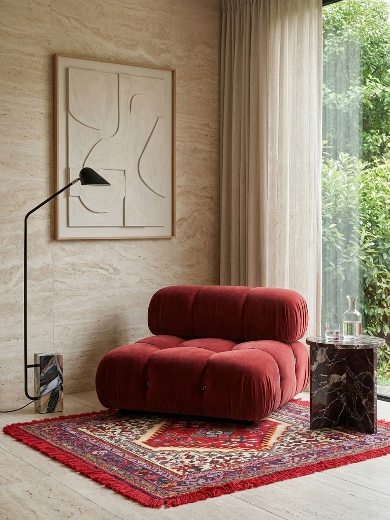 Toysarghan — Hand-knotted, 126x115 cm, Beige, 100% Virgin Wool | Detail view