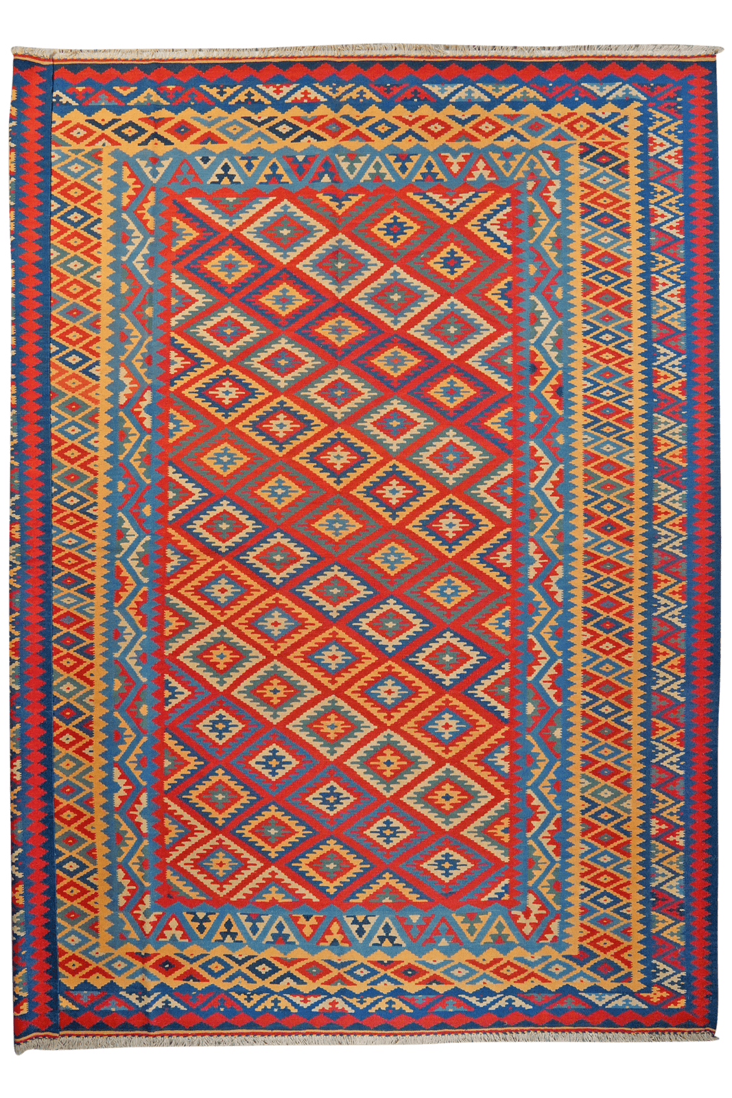 Kelim Gashgai — Handmade, 314x405 cm, Red, 100% Virgin Wool | Main view