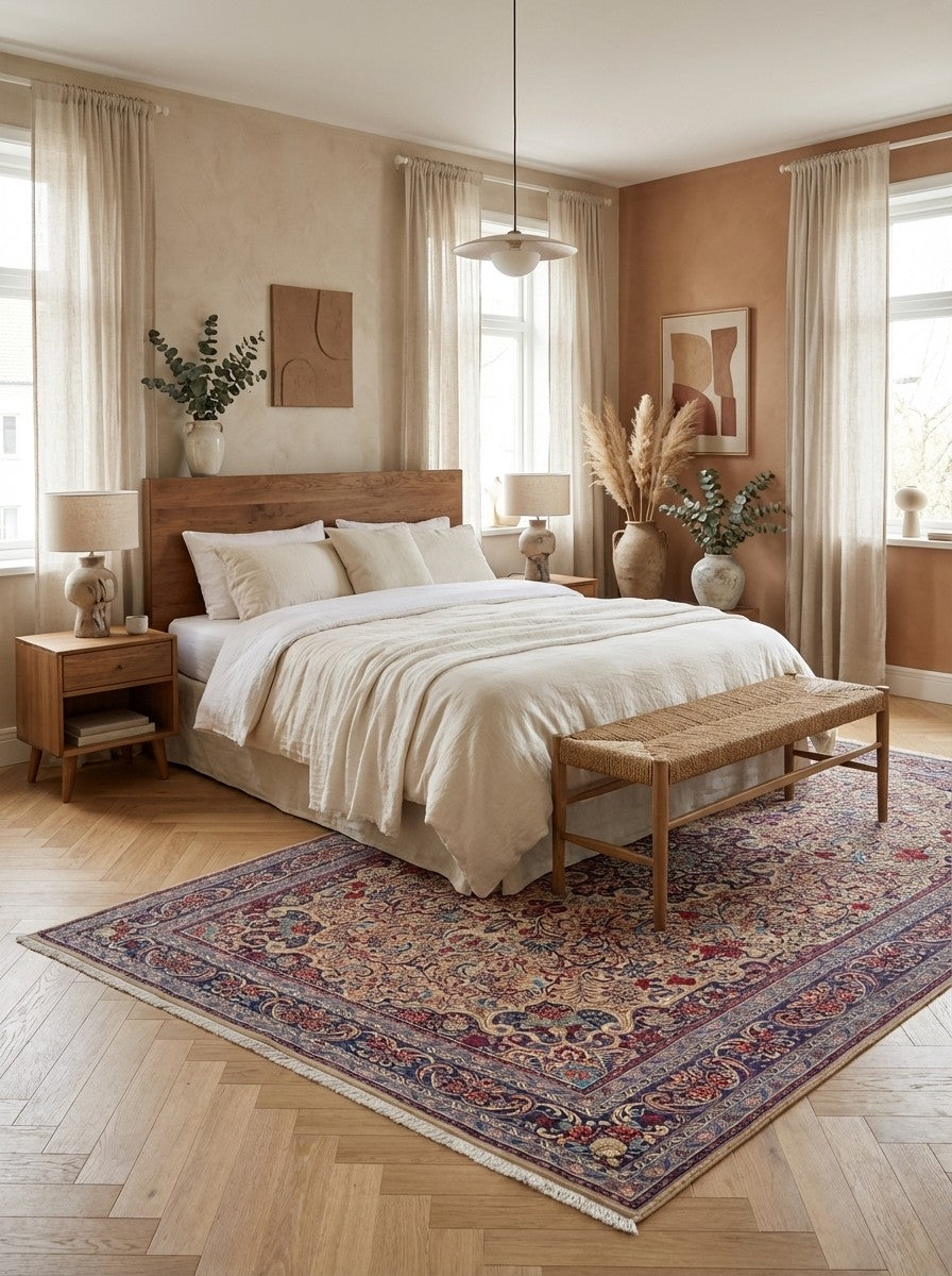 Bidjar — Hand-knotted, 208x326 cm, Beige, 100% Virgin Wool | Detail view