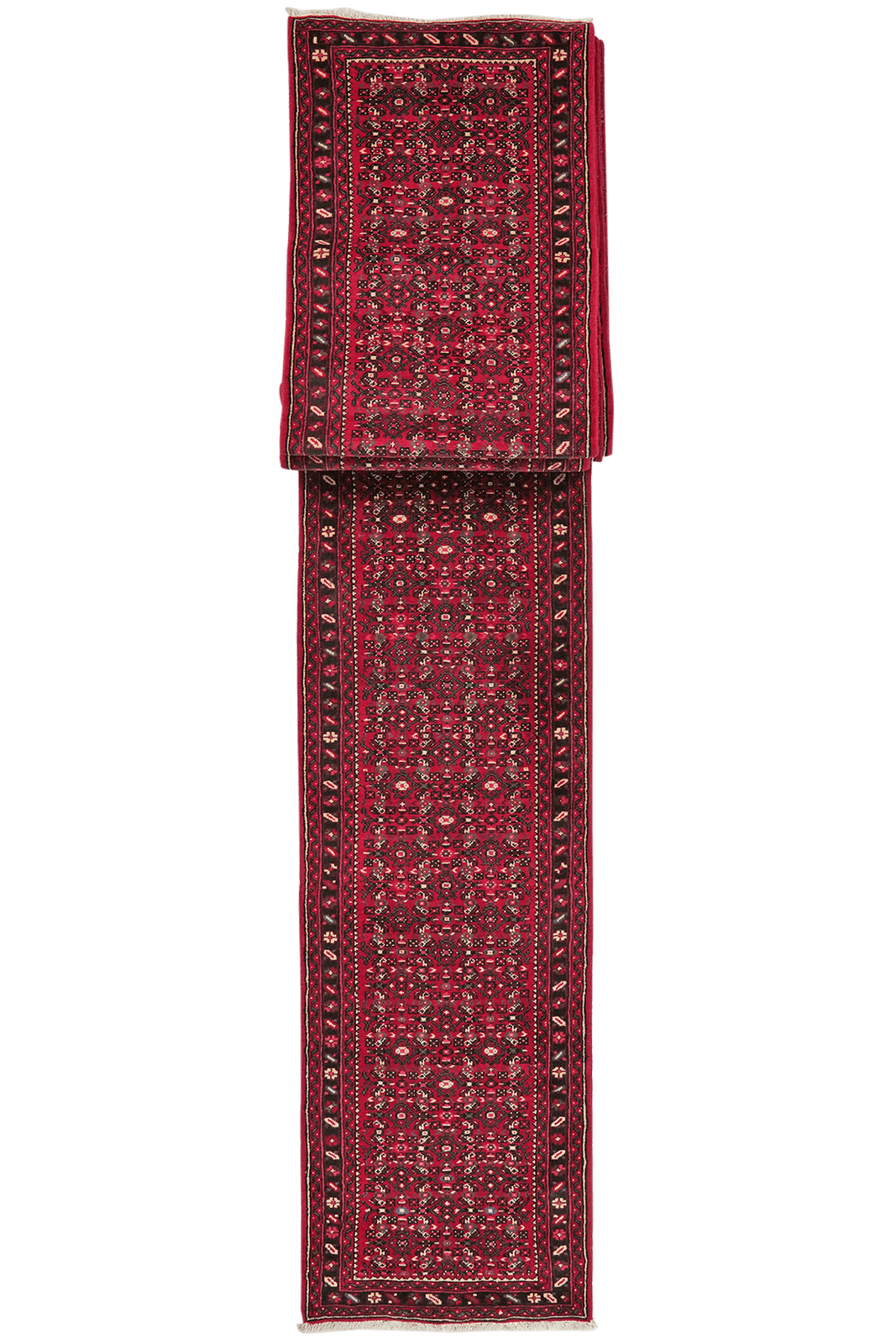 Hosseinabad — Hand-knotted, 77x1397 cm, Red, 100% Virgin Wool | Main view