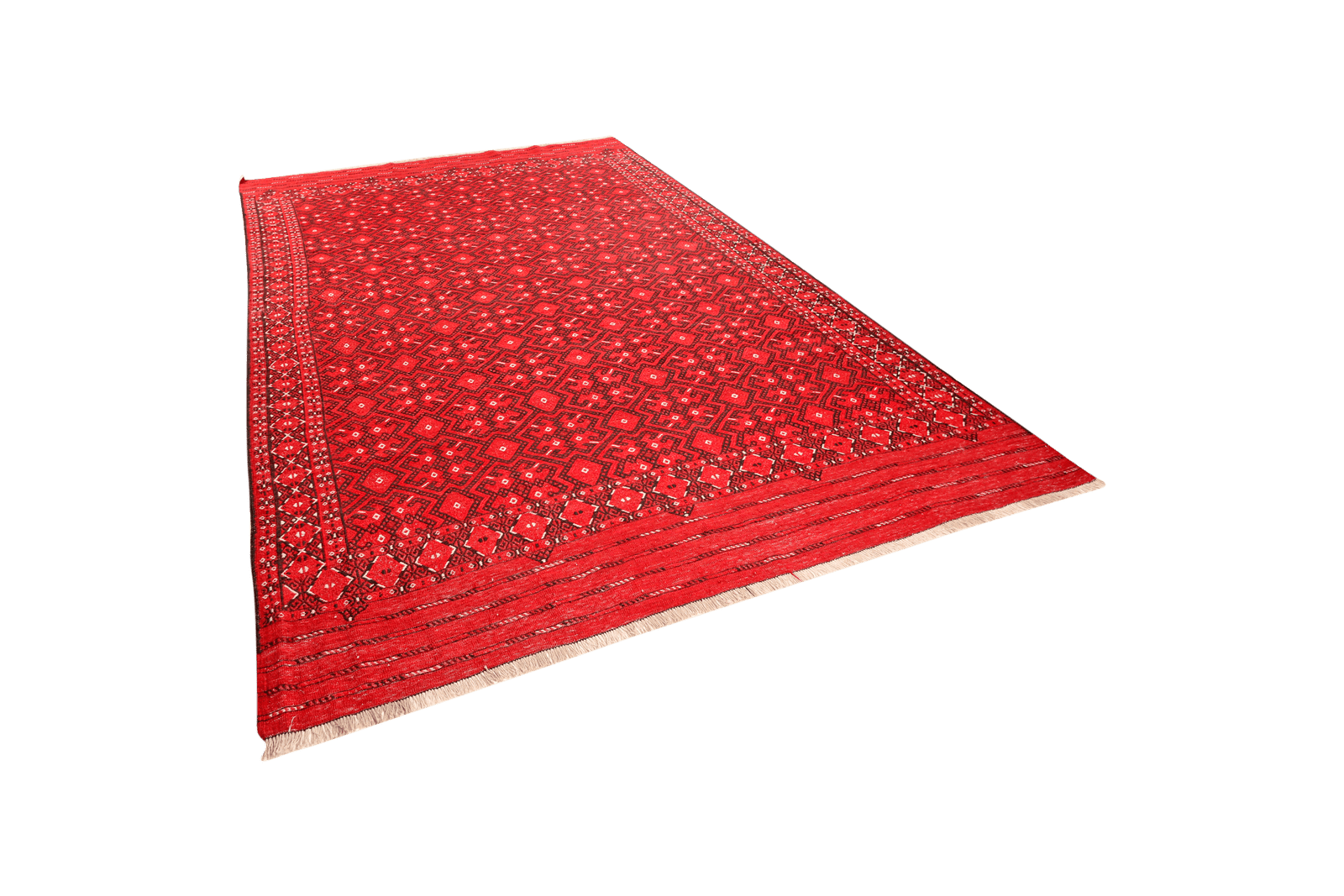 Kelim Turkman — Handmade, 225x337 cm, Red, 100% Virgin Wool | View 5