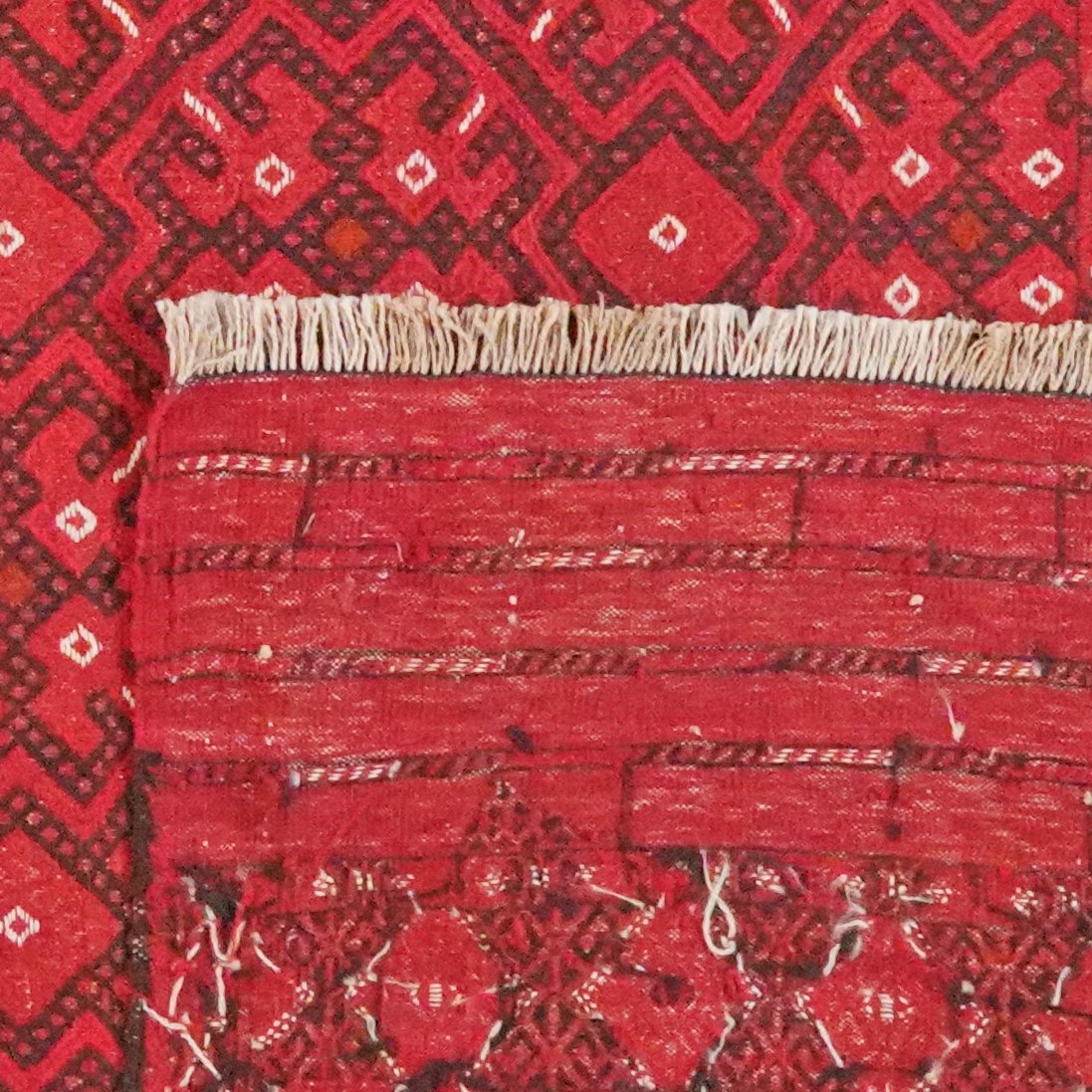 Kelim Turkman — Handmade, 225x337 cm, Red, 100% Virgin Wool | View 6