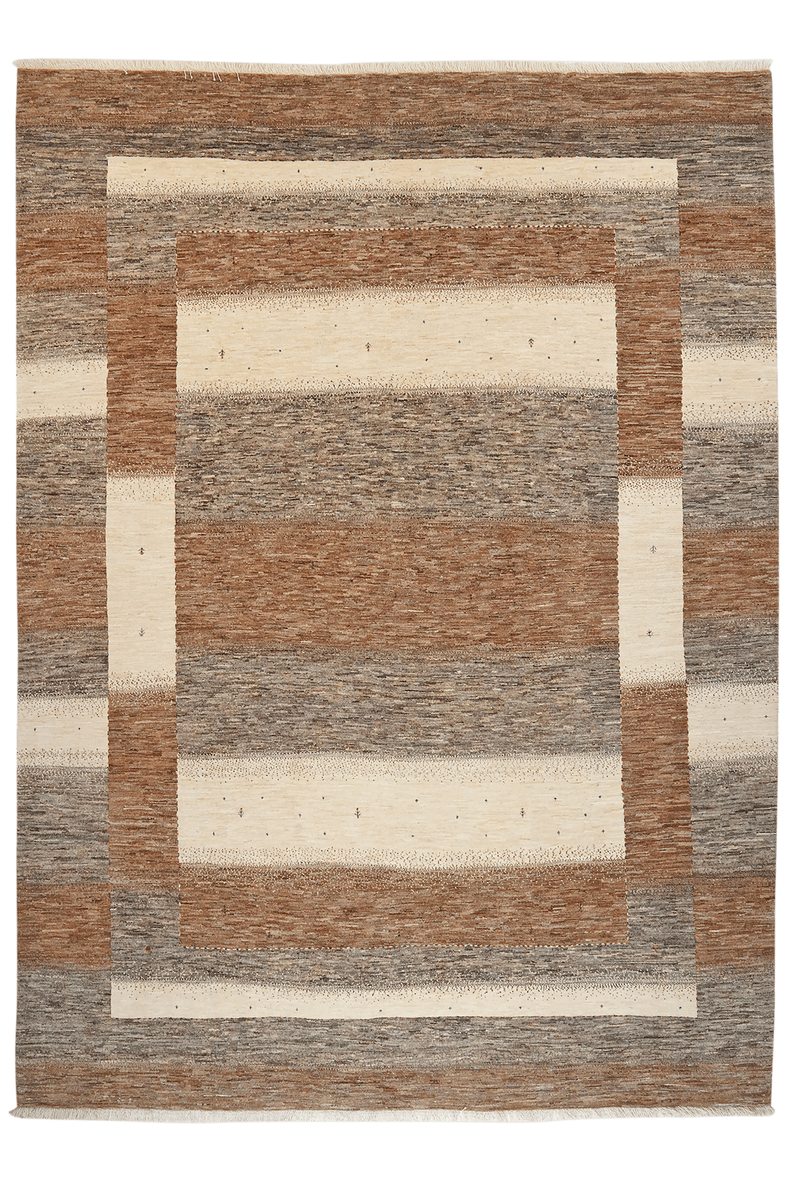 Rizbaf — Hand-knotted, 217x296 cm, Brown, 100% Virgin Wool | Main view