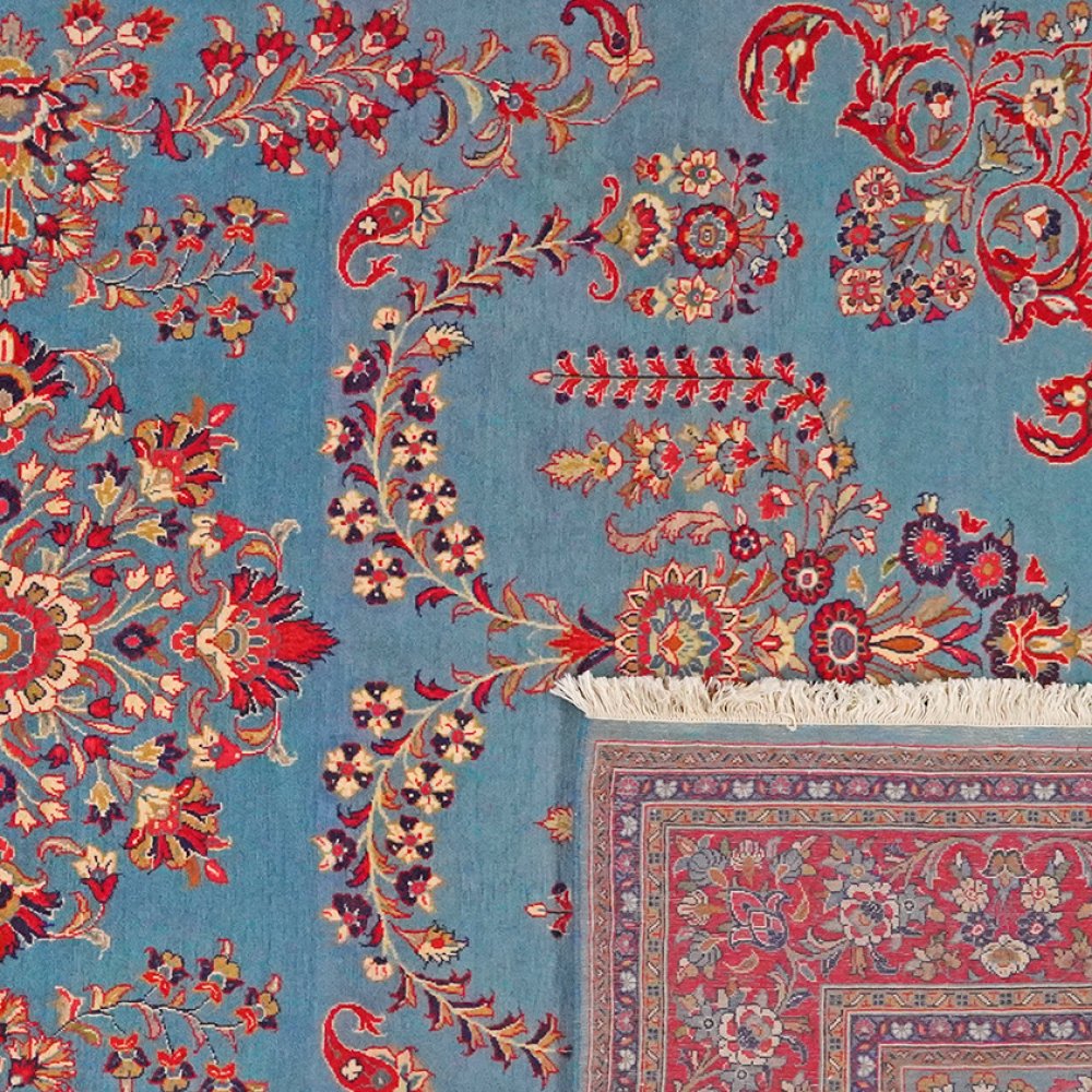 Sarough — Hand-knotted, 216x322 cm, Blue, 100% Virgin Wool | View 6