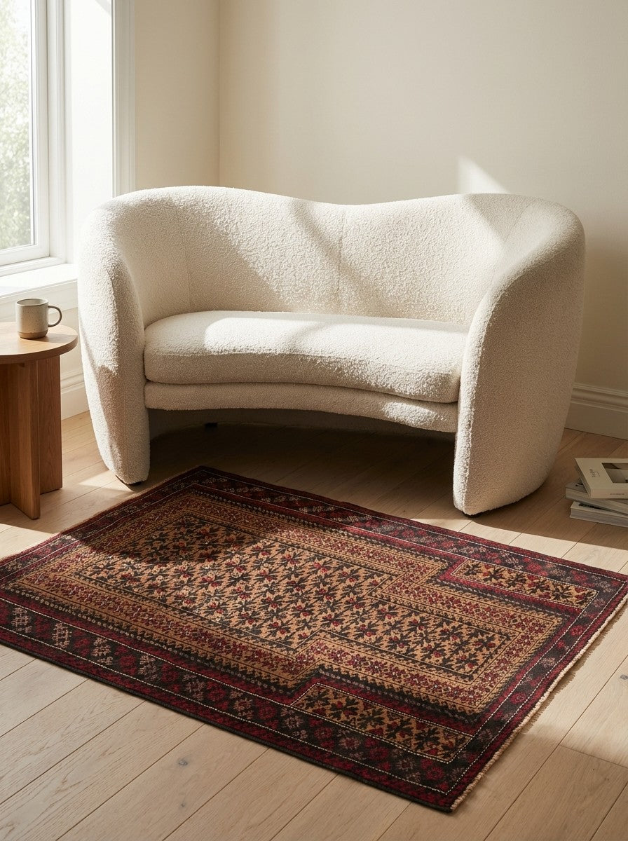 Belutch — Hand-knotted, 82x112 cm, Brown, 100% Virgin Wool | Detail view