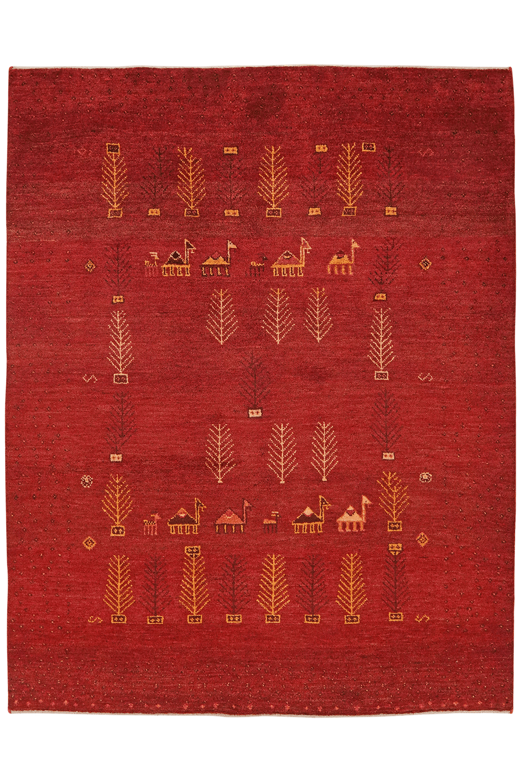 Rizbaf — Hand-knotted, 149x192 cm, Red, 100% Virgin Wool | Main view