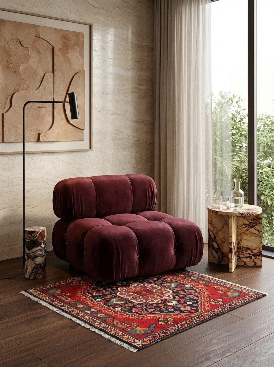 Gashgai — Hand-knotted, 63x63 cm, Red, 100% Virgin Wool | Detail view