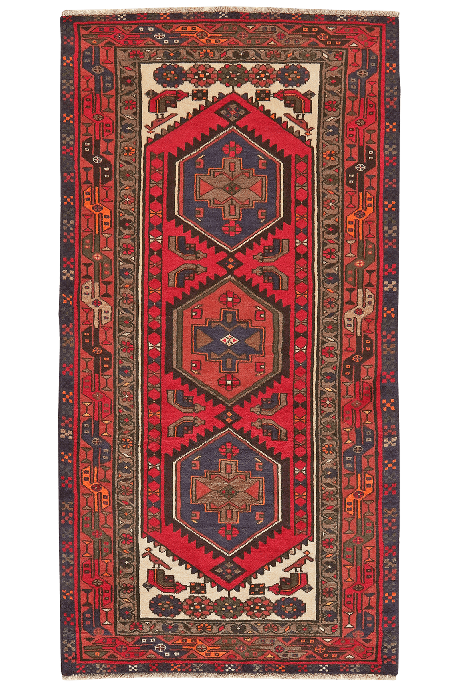 Khamseh — Hand-knotted, 98x192 cm, Red, 100% Virgin Wool | Main view
