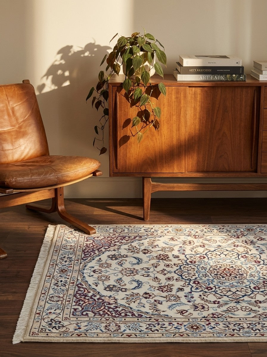 Nain 9La — Hand-knotted, 98x150 cm, Beige, 100% Virgin Wool | Back view