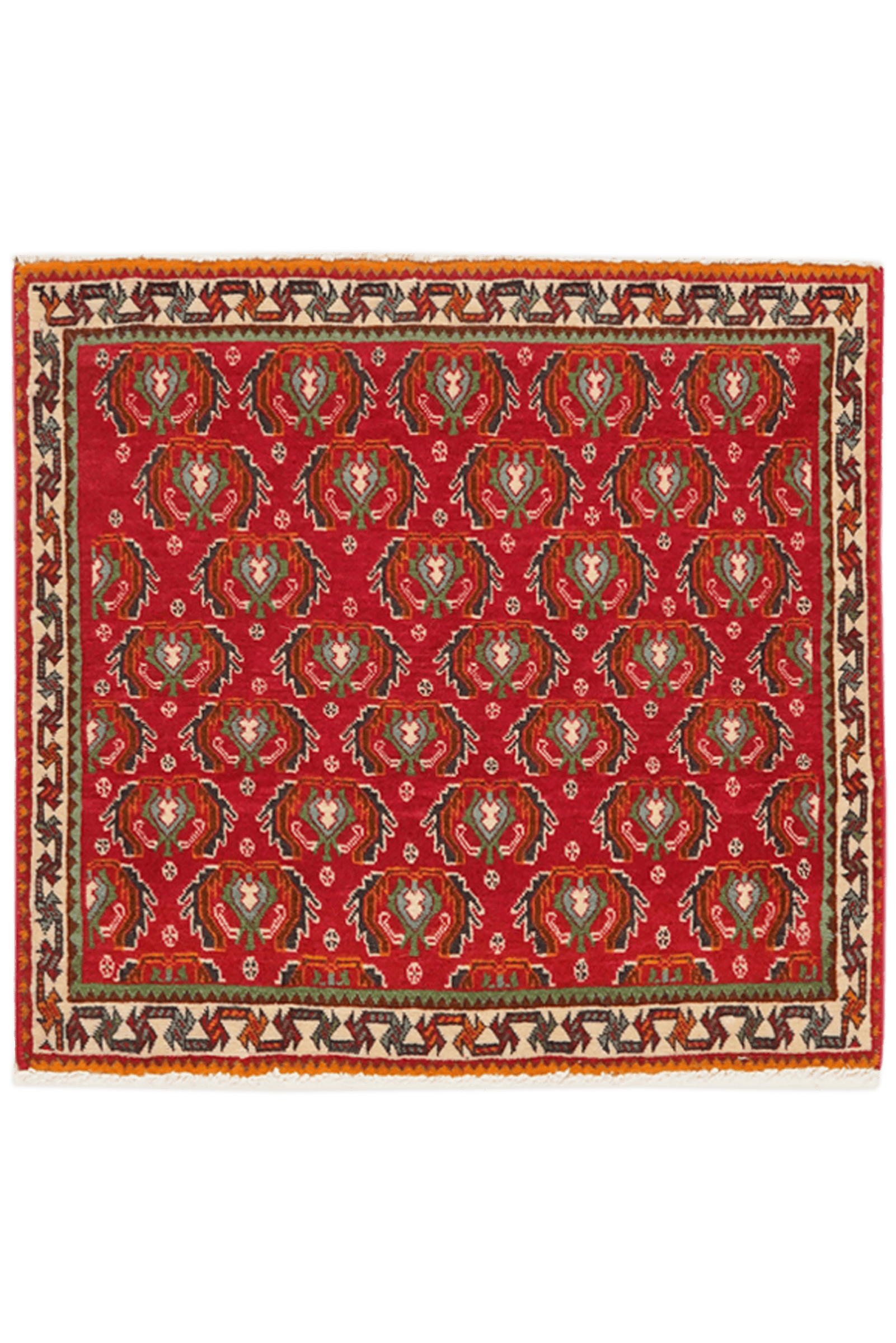 Gashgai — Hand-knotted, 60x55 cm, Red, 100% Virgin Wool | Main view