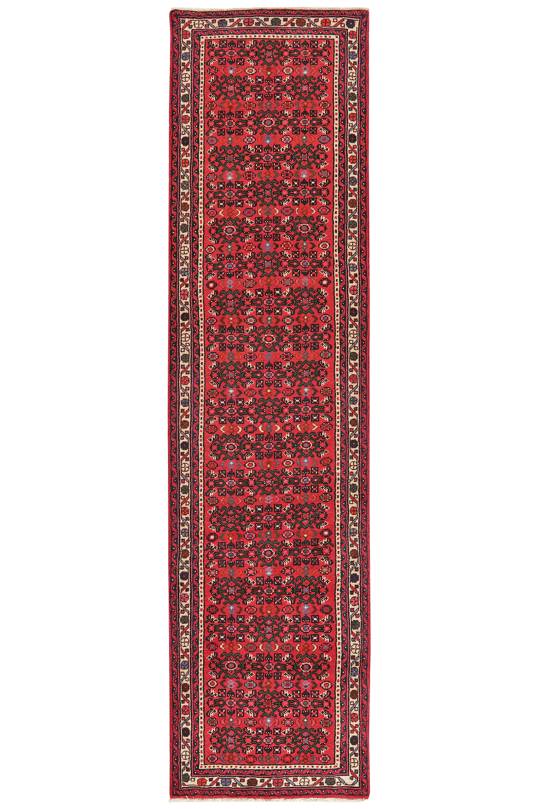 Hosseinabad — Hand-knotted, 75x295 cm, Red, 100% Virgin Wool | Main view