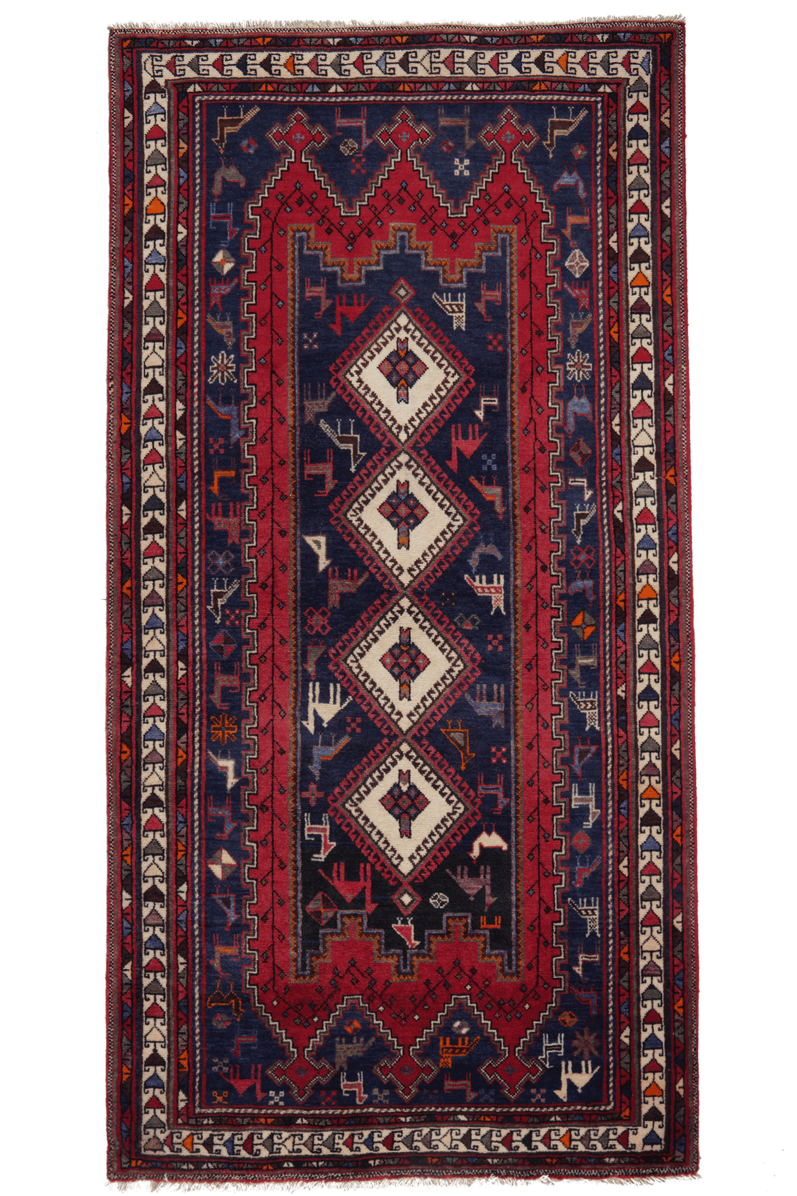 Afshar — Hand-knotted, 105x214 cm, Blue, 100% Virgin Wool | Main view