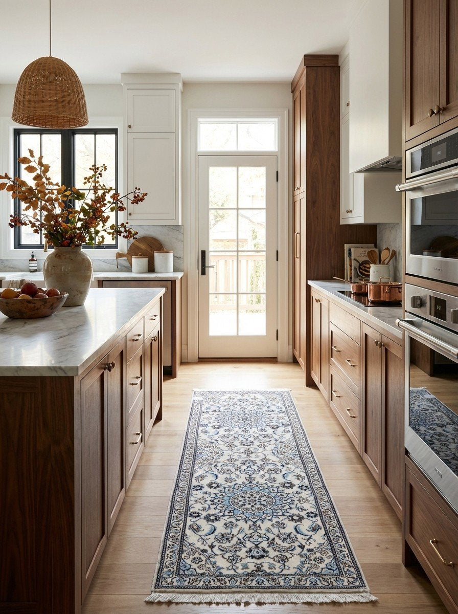 Nain 9La — Handgefertigt, 199x61 cm, Beige, 100% Virgin Wool | Back view