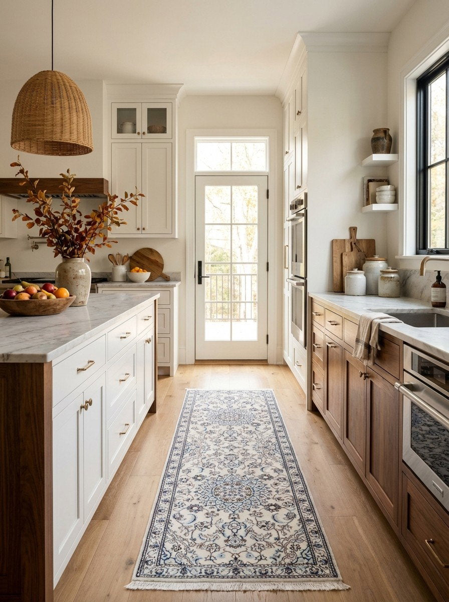 Nain 9La — Handgefertigt, 206x61 cm, Beige, 100% Virgin Wool | Back view