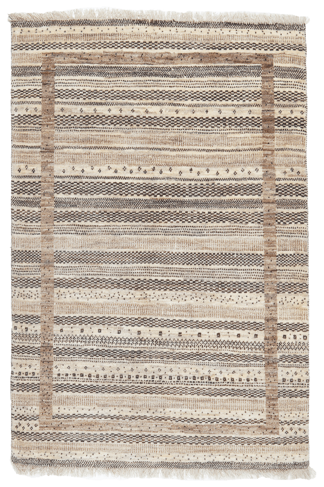 Rizbaf — Hand-knotted, 104x158 cm, Beige, 100% Virgin Wool | Main view