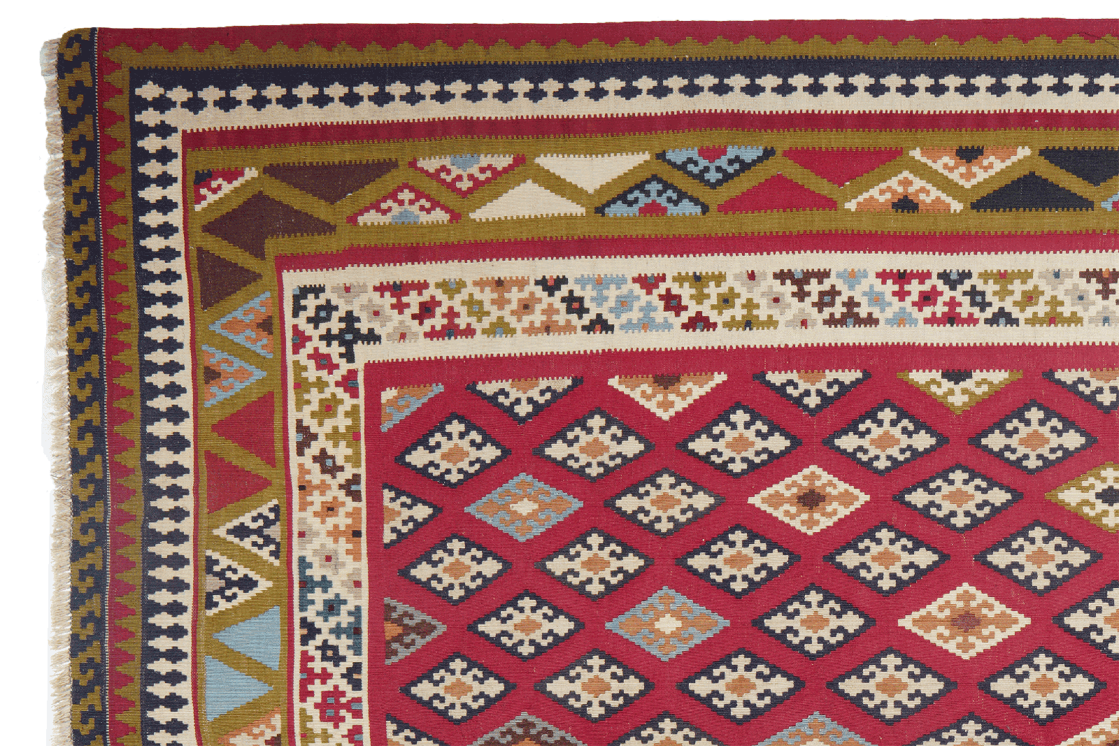 Kelim Gashgai Old — Handmade, 186x266 cm, Red, 100% Virgin Wool | View 3