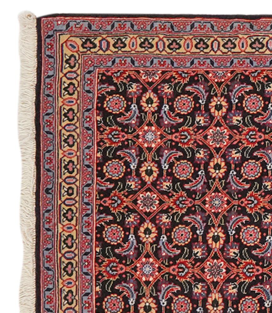 Tabriz 50 Raj — Hand-knotted, 65x196 cm, Black, 100% Virgin Wool | View 3