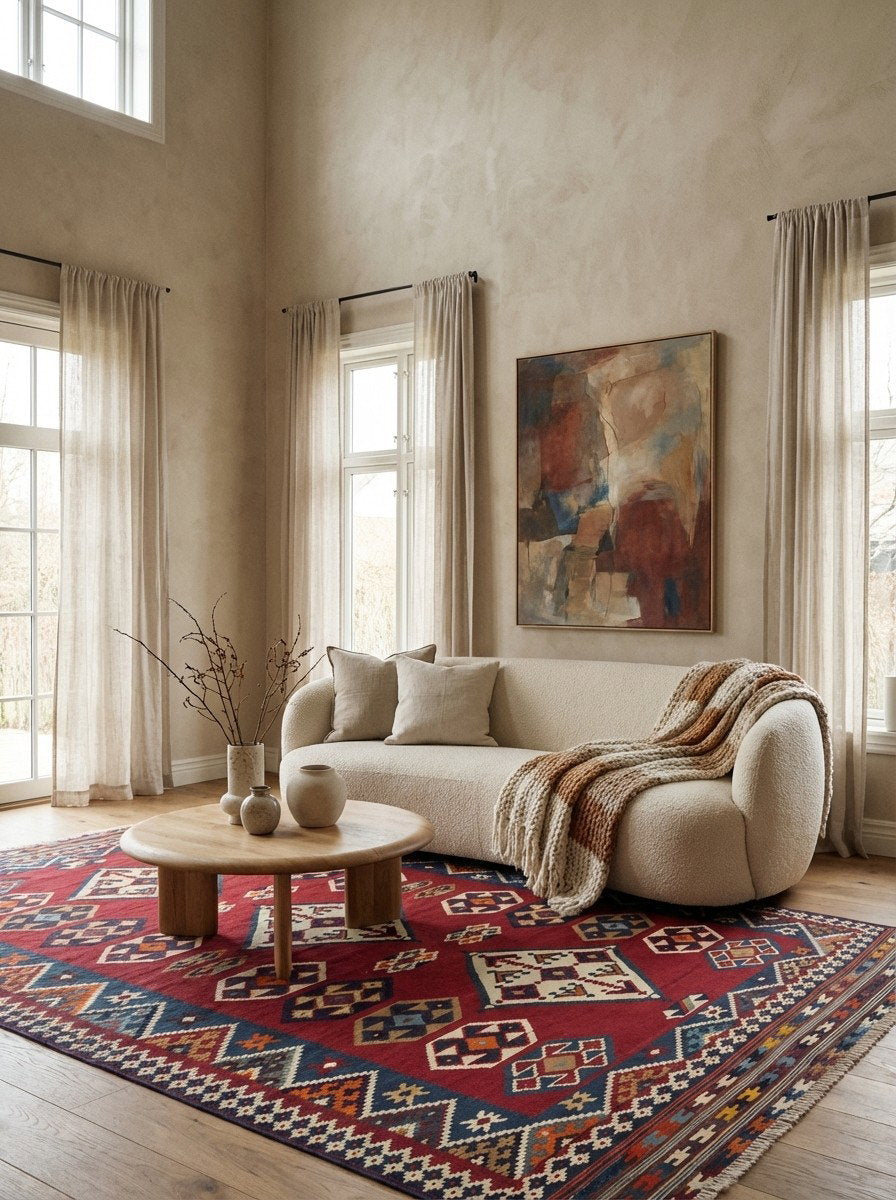 Kelim Gashgai Old — Handgefertigt, 322x137 cm, Bunt, 100% Virgin Wool | Detail view