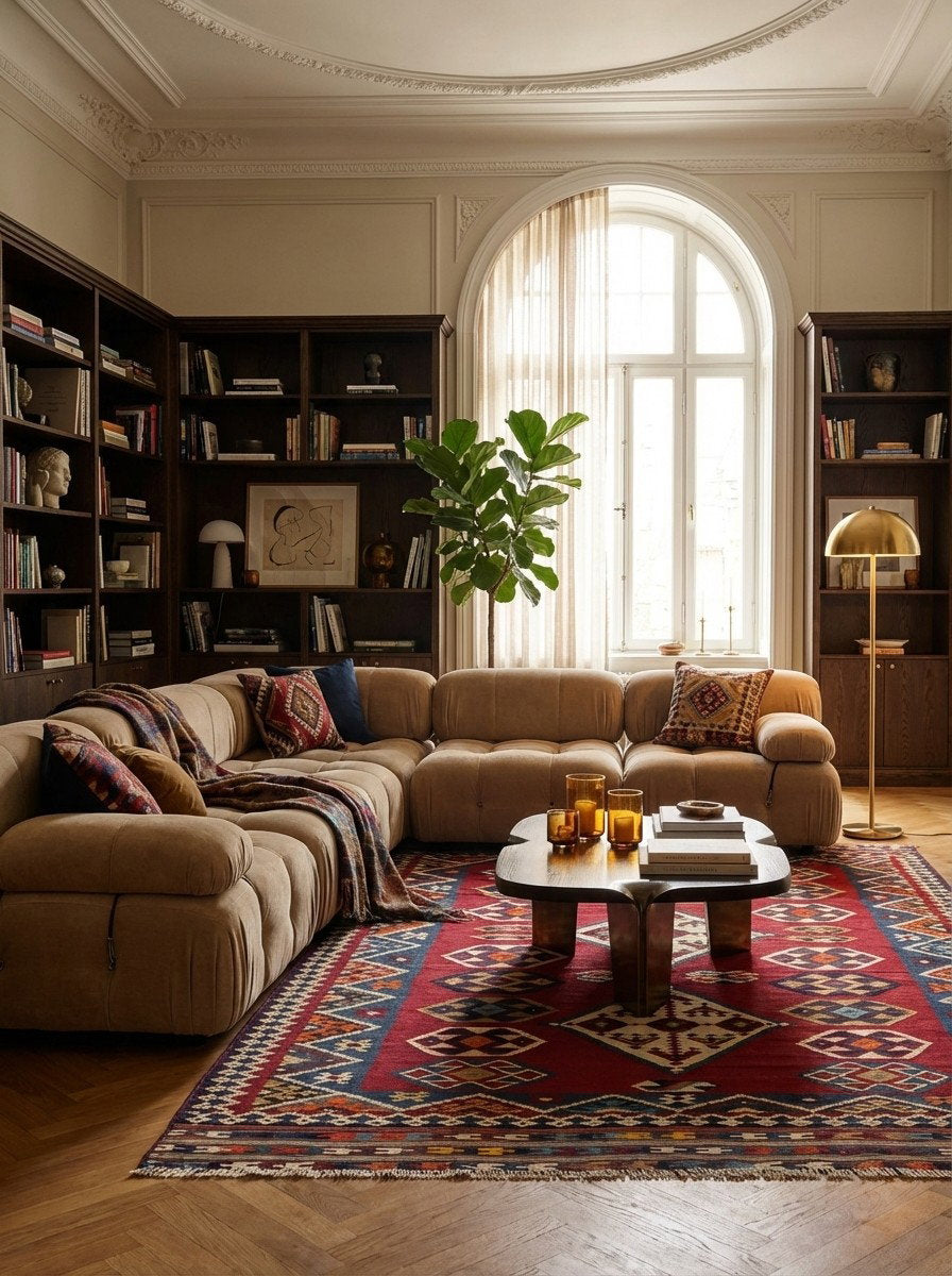 Kelim Gashgai Old — Handgefertigt, 322x137 cm, Bunt, 100% Virgin Wool | Back view