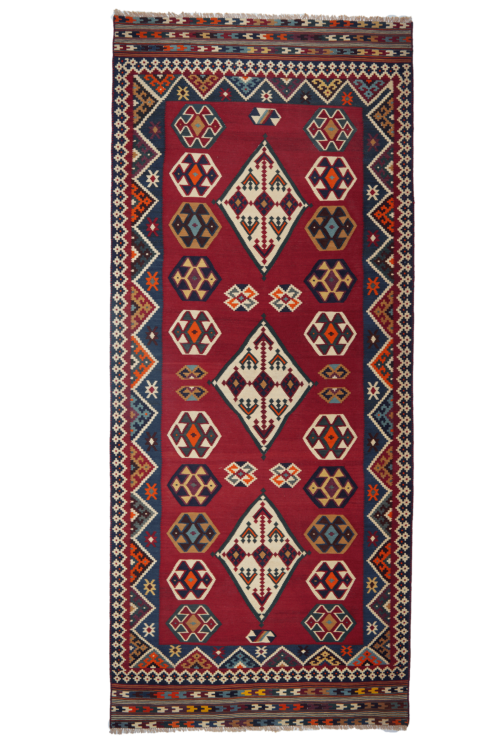Kelim Gashgai Old — Handgefertigt, 322x137 cm, Bunt, 100% Virgin Wool | Main view
