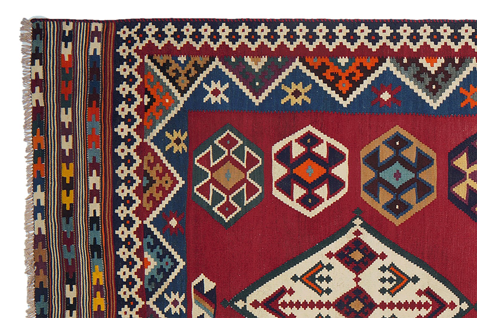Kelim Gashgai Old — Handmade, 137x322 cm, Red, 100% Virgin Wool | View 3