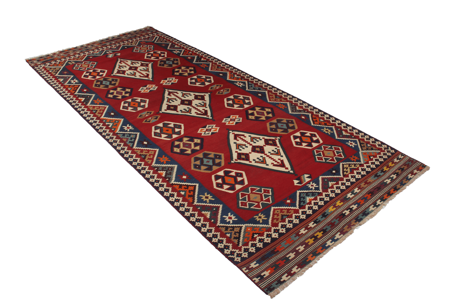 Kelim Gashgai Old — Handmade, 137x322 cm, Red, 100% Virgin Wool | View 7