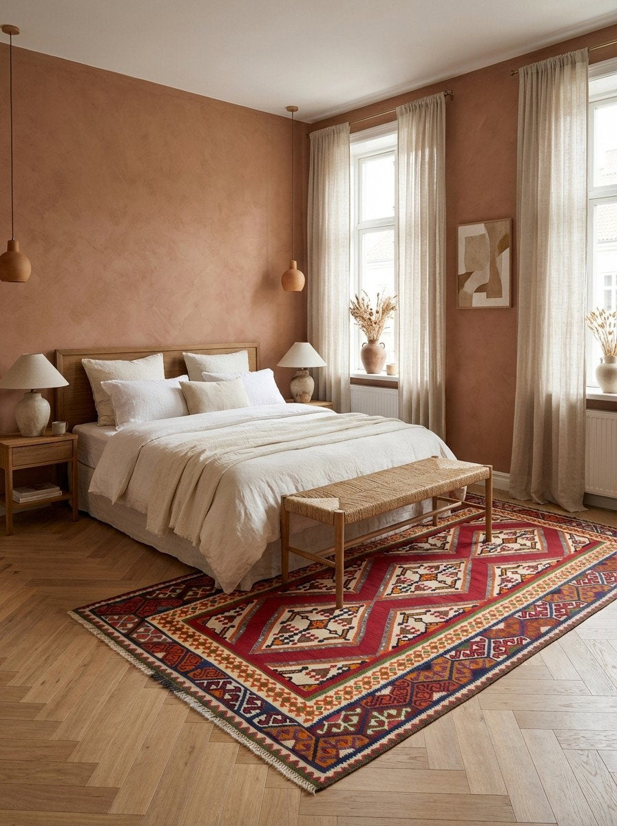 Kelim Gashgai Old — Handgefertigt, 308x166 cm, Bunt, 100% Virgin Wool | Detail view