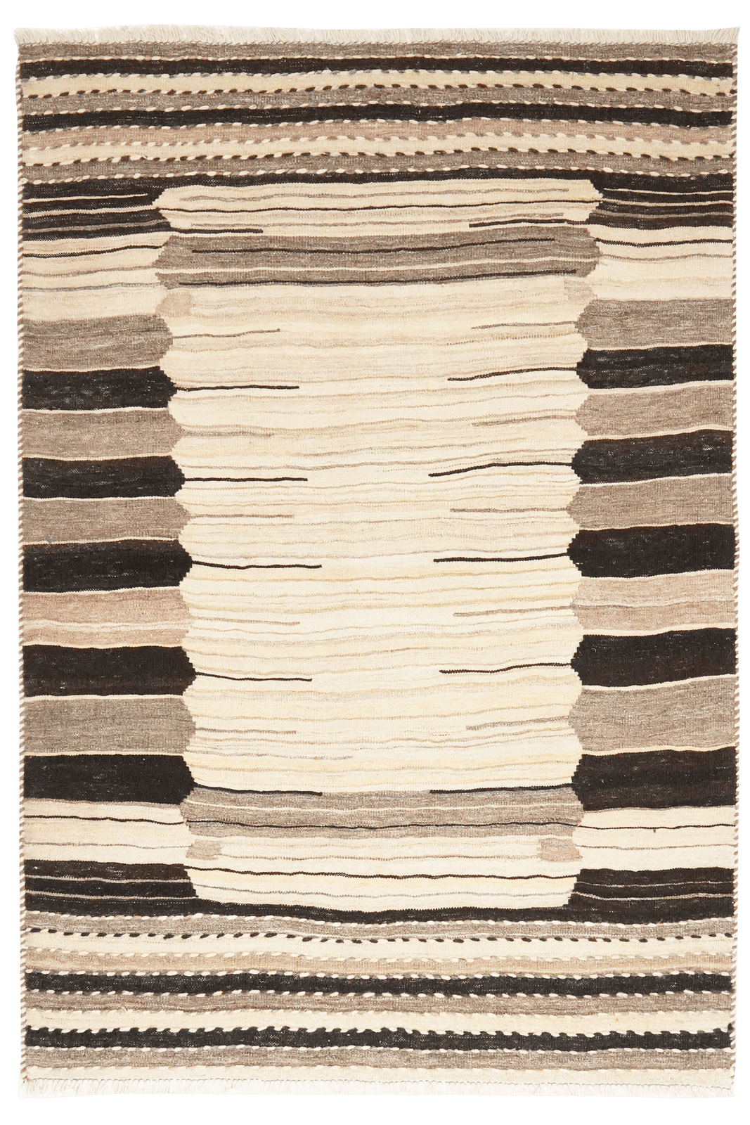 Kelim Gashgai — Handmade, 101x146 cm, Beige, 100% Virgin Wool | Main view