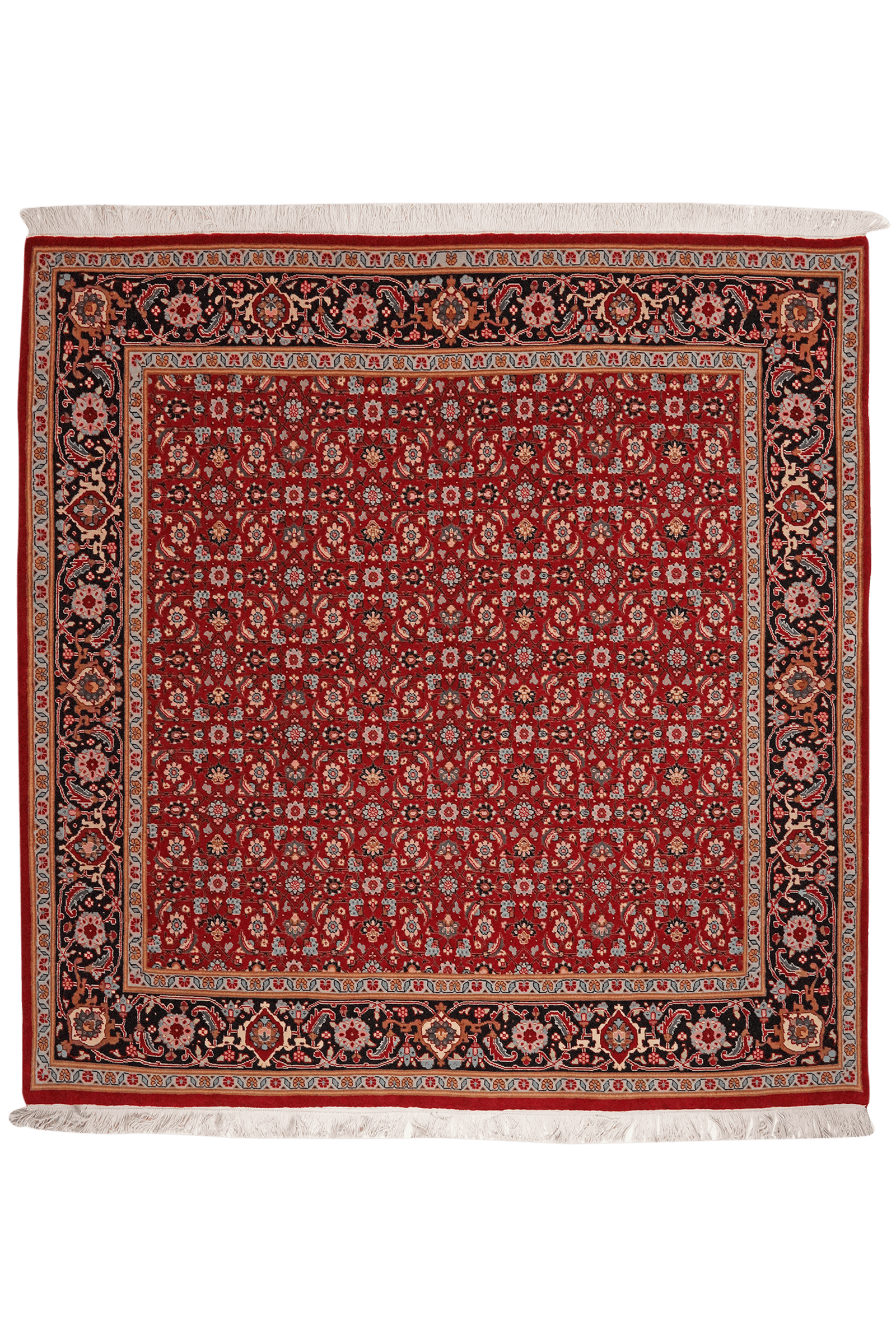 Tabriz 40 Raj — Hand-knotted, 196x204 cm, Red, 100% Virgin Wool | Main view