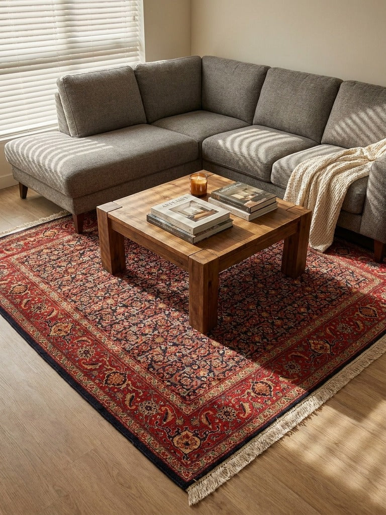 Tabriz 40 Raj — Hand-knotted, 197x200 cm, Blue, 100% Virgin Wool | Back view