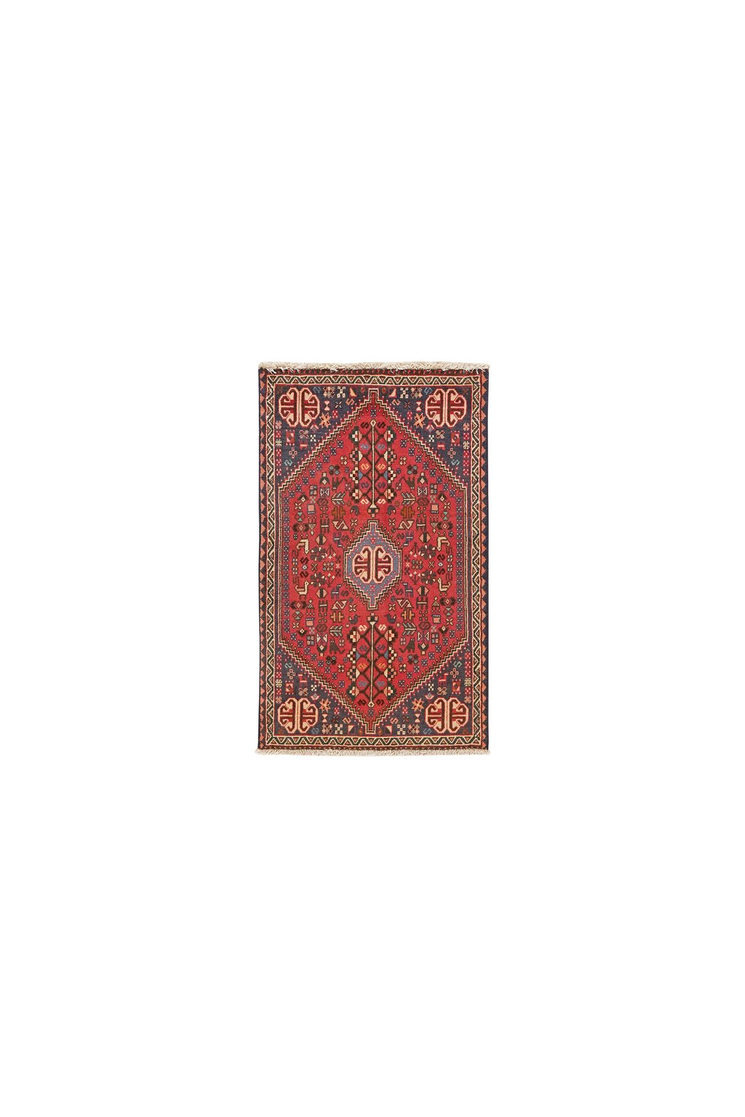 Abadeh — Hand-knotted, 59x99 cm, Red, 100% Virgin Wool | Main view
