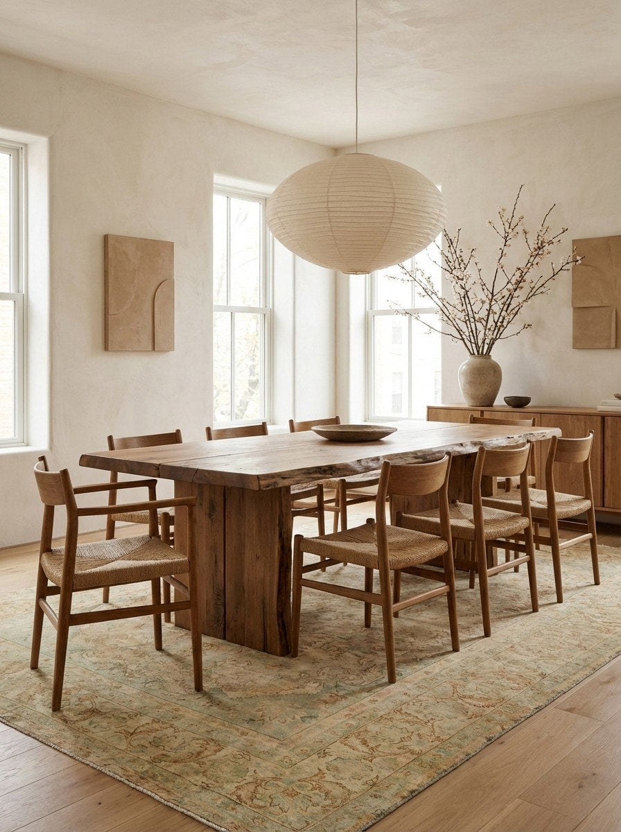 Vintage — Handgefertigt, 366x252 cm, Beige, 100% Virgin Wool | Detail view