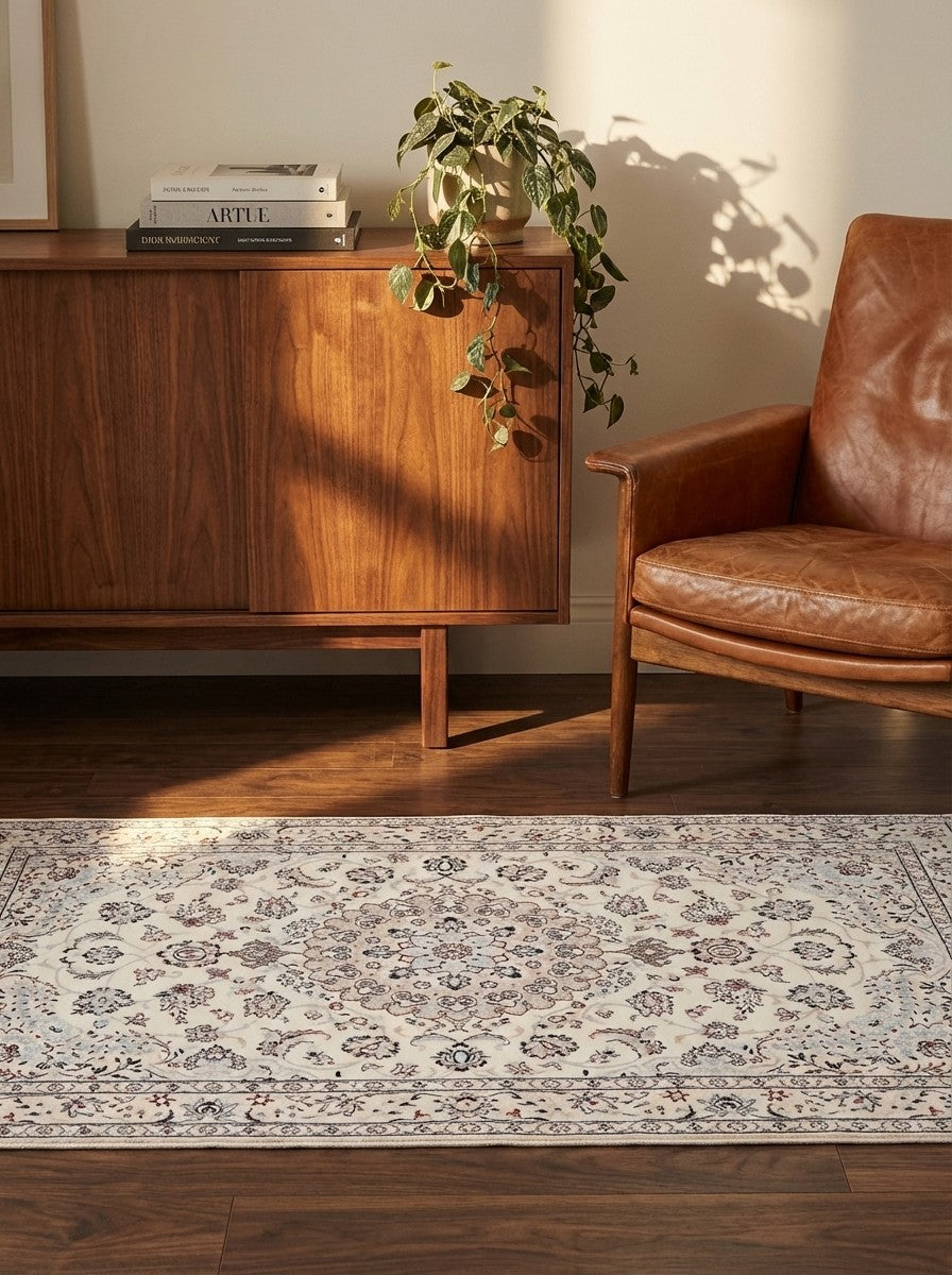 Nain 6La — Hand-knotted, 105x158 cm, Beige, 100% Virgin Wool | Back view