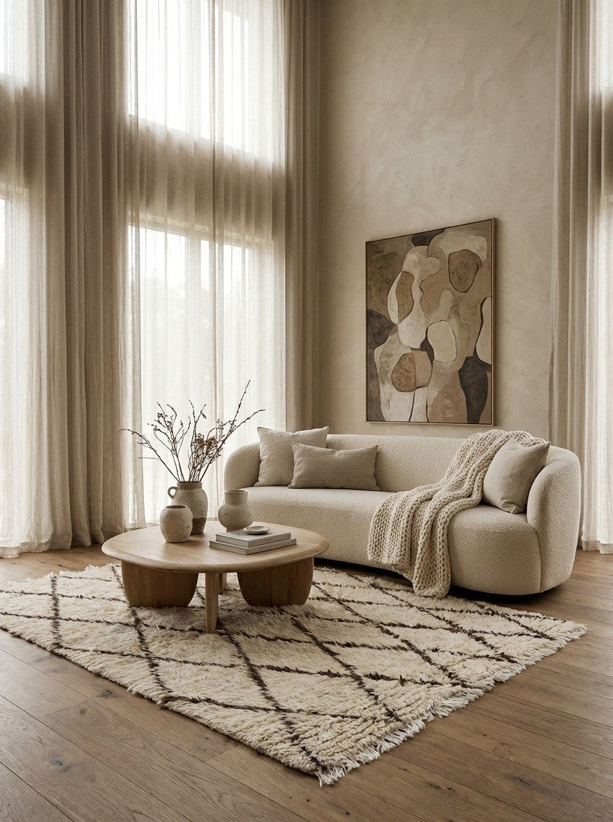 Gabbeh — Hand-knotted, 144x200 cm, Beige, 100% Virgin Wool | Detail view